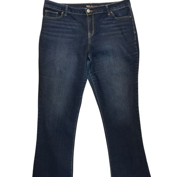 Style & Co Women Jeans 18 Blue Boot Leg Dark Wash Cowgirl Western Denim Comfy - Picture 4 of 11